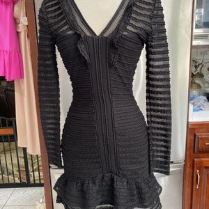 Parker black dress size 2 v neckline long sleeve